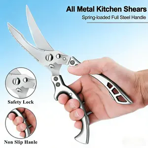 Extra-Sharp Stainless Steel Kitchen Shears | Heavy-Duty Multipurpose Spring-Loaded Scissors, Perfect for Cutting Chicken, Turkey, Fish, Meat & Vegetables, Effortless & Dishwasher-Safe