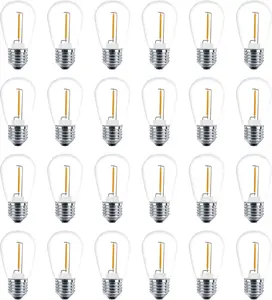24 Pack LED S14 Replacement Light Bulbs, Shatterproof Outdoor 1 Watt to Replace 11Watts String Incandescent Bulb, E26 Regular Medium Screw Base, 2200K Warm White, Non-Dimmable