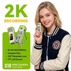 CCD 2K Mini wireless body Thumb digital  Camera Student Action vlogging Camera 61° HD Wide-angle Photo Video Recorder in DOPAMINE Colorway digicam affordable kid