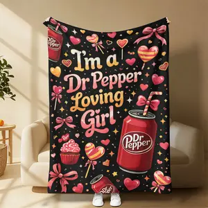 Countdown Sale! Viral "I’m a Dr Pepper Loving Girl" Coquette Blanket | Pink & Black Y2K Throw for Soda Fans Perfect Gift for Dr Pepper Fans, Cute & Cozy Ultra Soft Throw for Cozy Nights & Room Makeovers Suitable for all four seasons cozy flannel blanket t