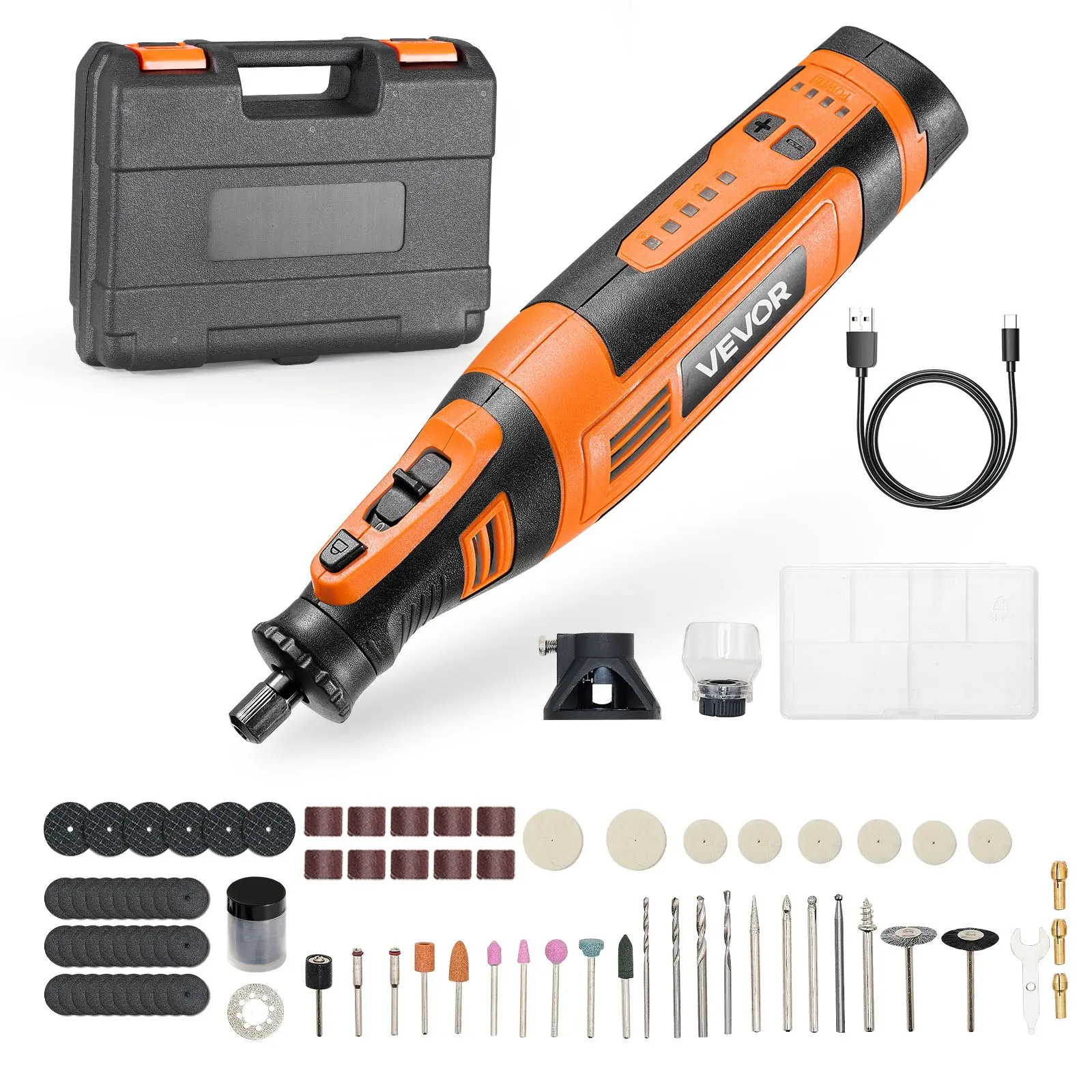 VEVOR 136-Piece Cordless Rotary Tool Kit, 8V DC Portable Mini Power Engraving Tool with 5 Speeds (5000-30000RPM) for Engraving, Sanding, Multi-Tool Tool Kits
