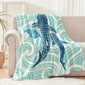 Ocean Explorer Throw Blanket Whale Shark Design Ultra Soft Flannel Material Versatile Use For Bed Sofa Car Camping All Season Comfort Must Have Marine Life Themed Home Decor