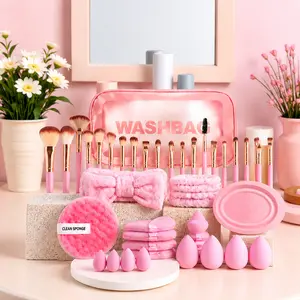 42PCS Makeup Brush Set with Travel Bag – Complete Beauty Tools Kit with Sponges & Powder Puffs, Soft Professional Cosmetic Brushes for Full Face Makeup