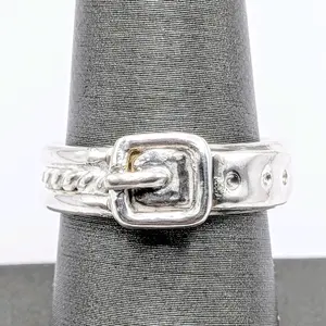 Swashbuckle Ring Sterling Silver Size 7¼ | Hand-Forged Textured Band with Braided Detail