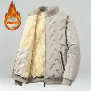 Men’s winter snow jacket — warm fleece-lined, waterproof and windproof, thickened for outdoor sports (hiking, running, camping, fishing, mountaineering), travel, and skiing; softshell design available in beige/khaki; long sleeves; plain thermal jacket.