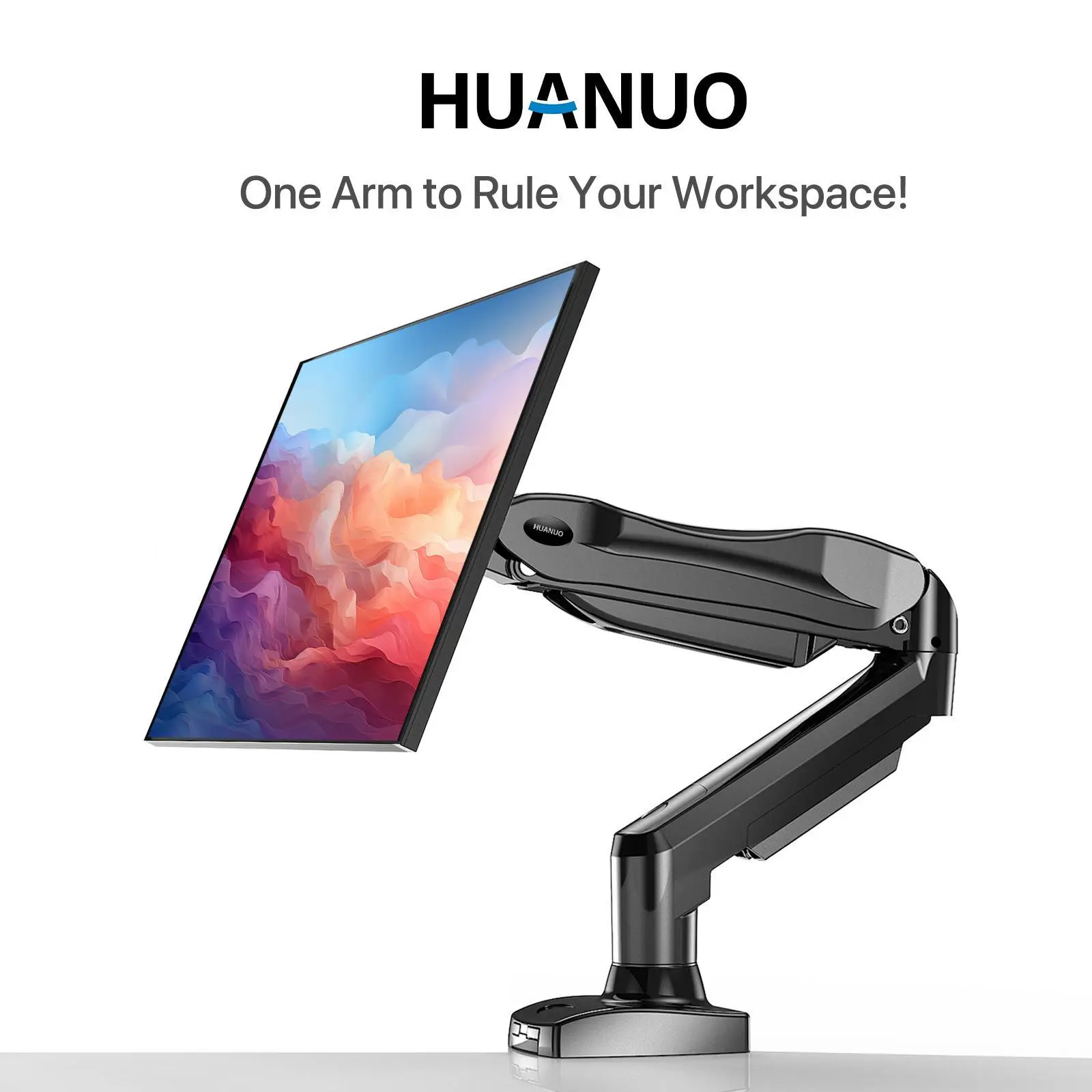 HUANUO Single Monitor Arm - Adjustable Gas Spring Monitor Mount for Gaming and Home Office Setups, Monitor Stand Hold up to 32" with 19.8 lbs Max Weig