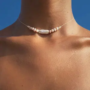 N.OO7 Pearl Necklace with Round Beads and Simple Design