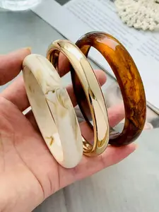 Vintage Resin Amber Acrylic Bangles Set, Fashion Multifunctional Jewelry for Women, Daily Wear, Parties, Travel, Events