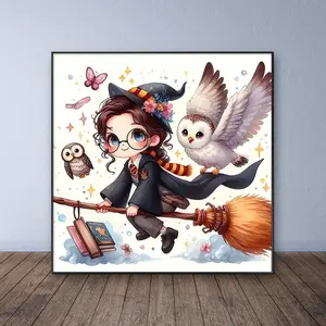 Harry Potter Pattern DIY Diamond Arts Colorful Painting Kit without Frame, DIY 5D Diamond Arts Colorful Painting for Bedroom Home Wall Decor
