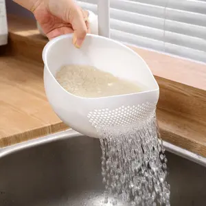 1pc, Rice Washing Drain Basket, Rice Washing Filter Basket, Creative Rice Washing Sieve, Plastic Rice Colander, Household Rice Washing Basket, Multifunctional Rice Washing Basin, Kitchen Stuff, Kitchen Gadgets