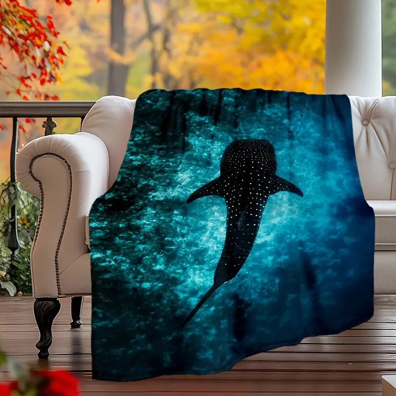 Soft Warm Shark Design Flannel Blanket for All Seasons Perfect Travel Throw for Couch Bed Car Camping Cozy Lightweight Snuggle Blanket for Adults Kids Unisex