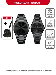 POEDAGAR Exquisite Couple Quartz Watch Calendar Waterproof Quartz Stainless Steel Fashion Men's and Women's Watches High Beauty Men's and Women's Quartz Watches