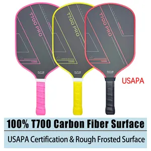 This T700 carbon fiber pickleball paddle features a rough matte surface that delivers better spin on the pickleball. It is a carbon fiber pickleball paddle suitable for both competitive matches and beginners.
