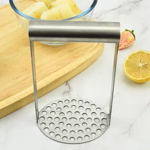 Heavy Duty Potato Masher With Horizontal Handle Avocado Masher Versatile Food Masher For Vegetable Kitchen Gadgets | Made of Durable Stainless Steel