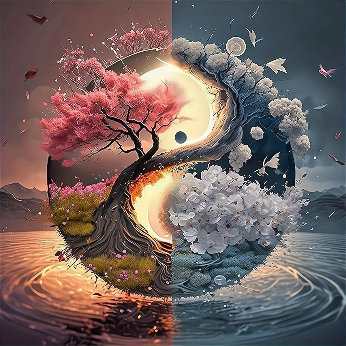 Tree Pattern DIY Diamond Art Painting Without Frame, DIY 5D Diamond Arts Painting Kit, Wall Art Decor For Home Living Room Bedroom