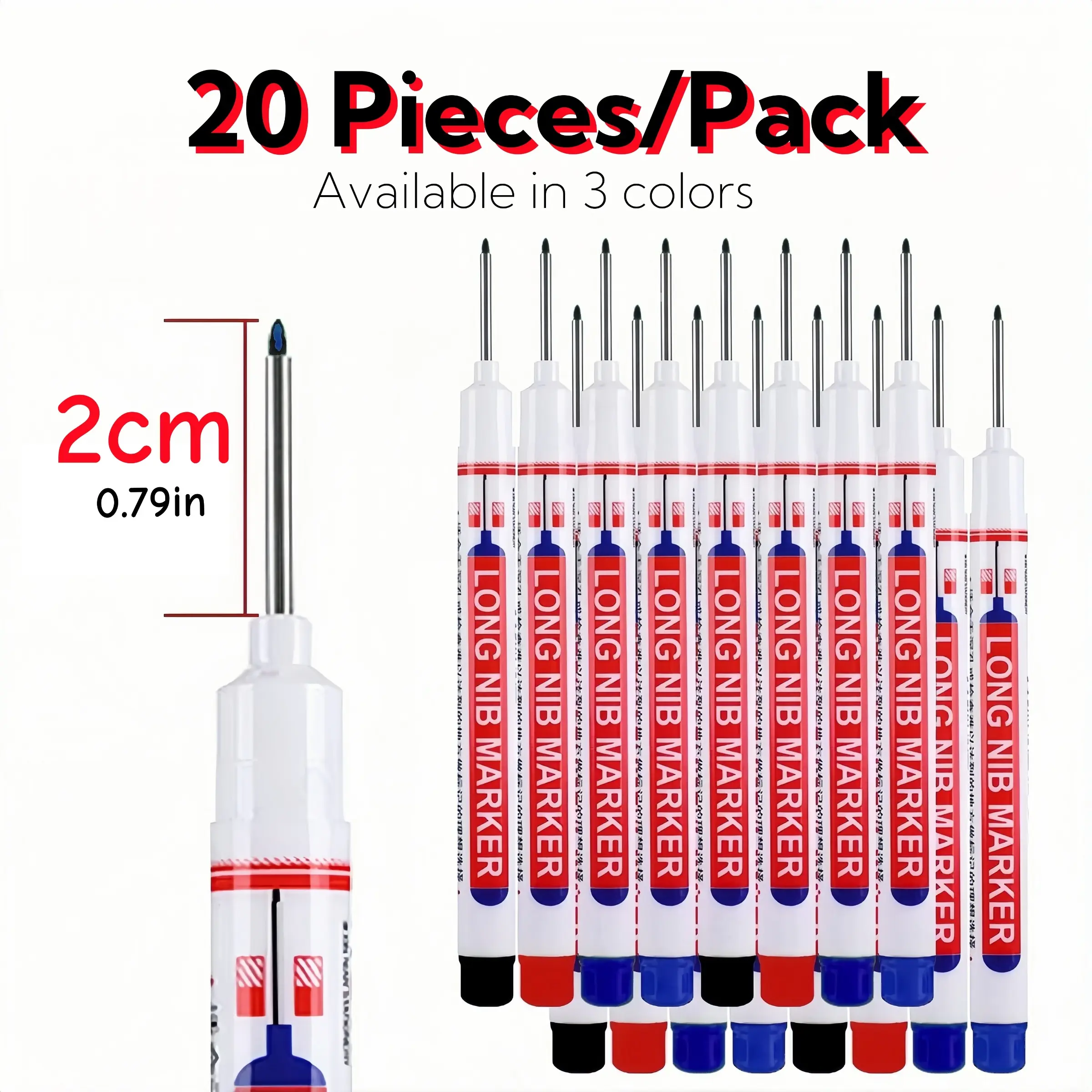 20-Piece Multi-Use Long Hole Precision Marking Set, Waterproof Metal Punch Pen, Ink Fine Tip Pens for Woodworking Decoration Tools