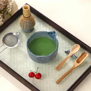 Japanese Sakura Ceramic Matcha Bowl Set, Tea Making Tools, Includes Tea Whisk Stand, Traditional Sake Ceremony Accessories, Perfect for Home & Office Use