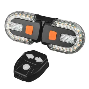 Red and yellow LED bicycle light USB charging wireless remote control steering prompt tail light can be split warning light mountain bike night riding equipment Handlebar Mtb Gear Shifter