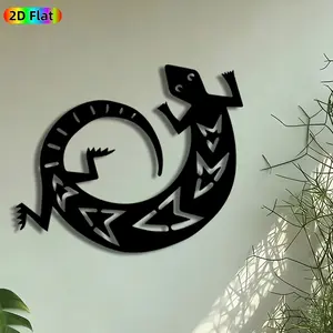 1pc Gecko Silhouette Metal Wall Art, Tribal Gecko Statue Mural, Intricate Craftsmanship, Iron Craft, Perfect for Housewarming, Garden Party Decor, Perfect for Patio Wall Living Room Studio Decor, Ideal Gift for Reptile Enthusiasts.