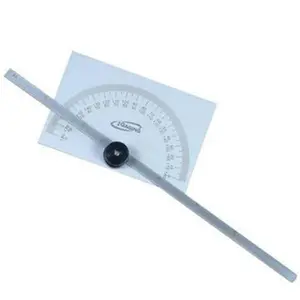 iGaging 2-In-1 6-Inch Stainless Steel 180-Degree Protractor-Depth Gauge, Brushed Chrome Finish, Double Reading, Graduated Arm, Precision Etch Tool with Protective Pouch, Ideal for Bevel Setting, Angle Transfer, Box Depth Checking
