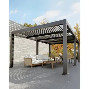 Louvered Pergola 12' x 20',Outdoor Aluminum Pergola,Hardtop Gazebo,Modern Style with Adjustable Louvers,Reinforced Aluminum Frame,Integrated Drainage System,for Deck Garden Yard(Grey)