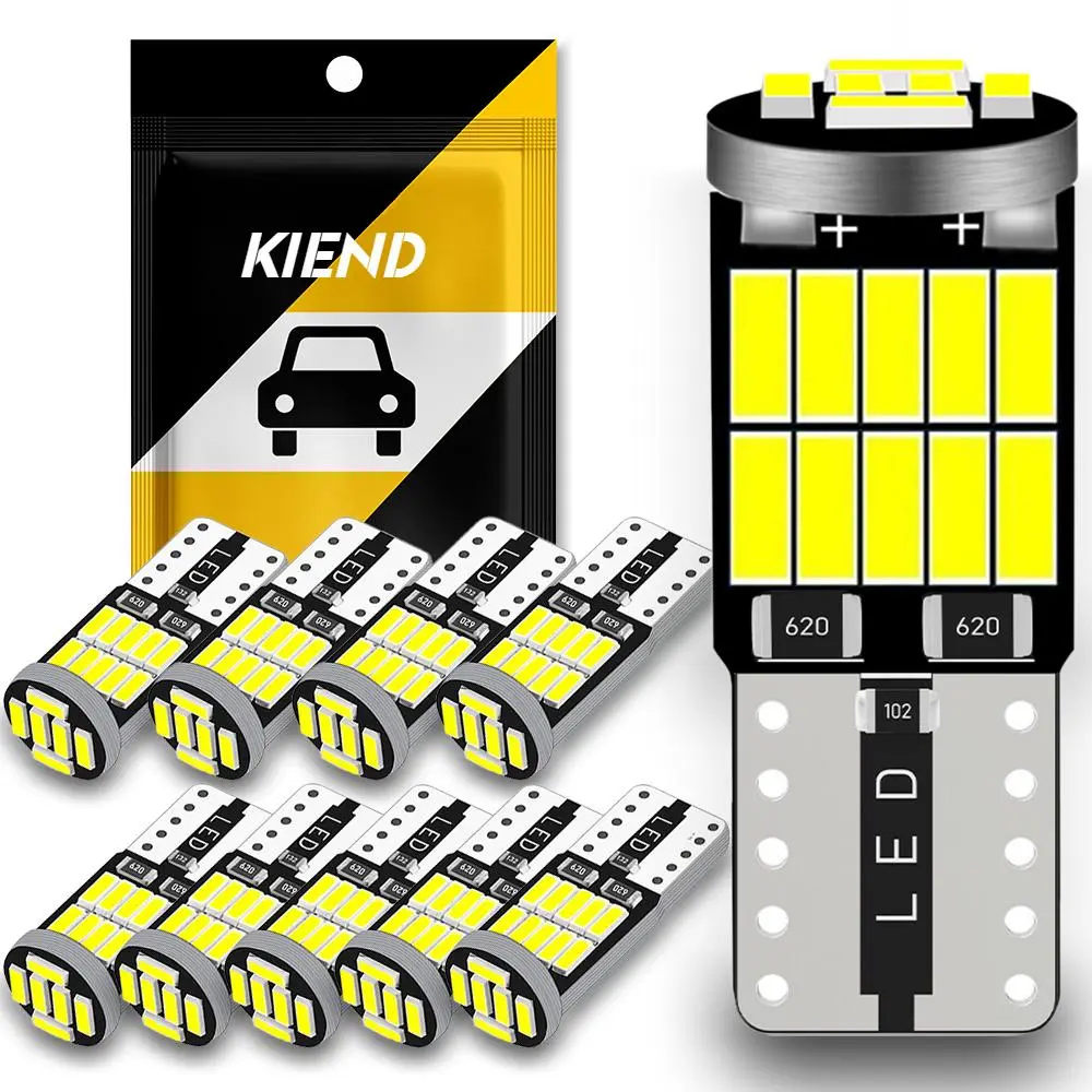 10 Pack T10 W5W 194 501 LED Canbus No Error Interior Lights White Roof Reading Light for Car Dashboard Bulbs License Plate Light