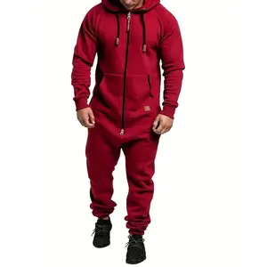New 2025Fall/Winter Men's Hooded Fleece Onesie for Fashion and Casual Clothing