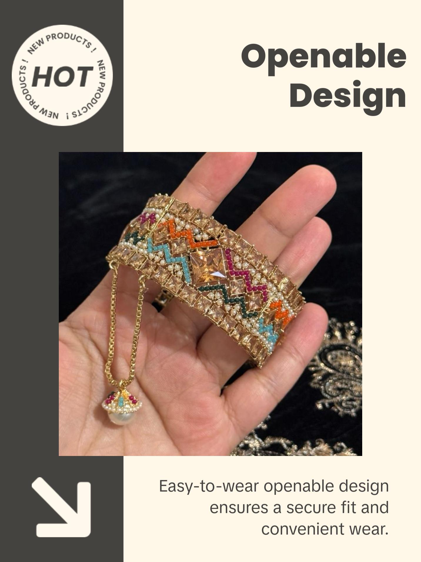 Premium Openable Statement SINGLE Bangle - 2.4, 2.6 and 2.8 with Gold Plating and Colorful Gemstones for Festive Wear simple style jewelry