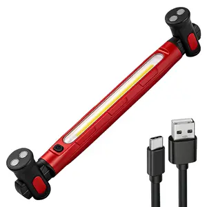 5000mAh Magnetic Work Light Strip With Hard Rubber Base, 360° Rotation, High Lumen Portable Rechargeable LED Flashlight For Inspection, Workshop, And Emergency, Durable Structure, USB Powered, High-capacity Battery, Ideal Gift For Men/Husbands