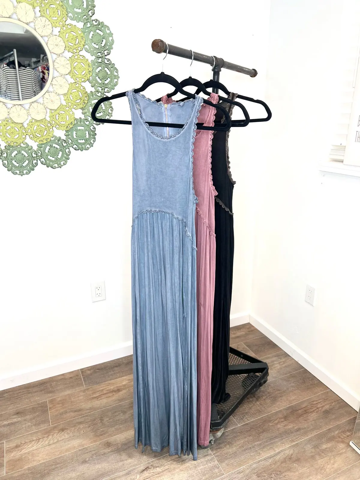 POL Babydoll Lace Side Slit Maxi Dress