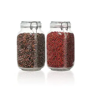 Lead-Free Clear Glass Sealed Airtight Jar, Food-Grade Snap-On Lid Storage Jar Containers for Jam and Pickled Vegetables, Ideal Household Kitchen Storage Solution