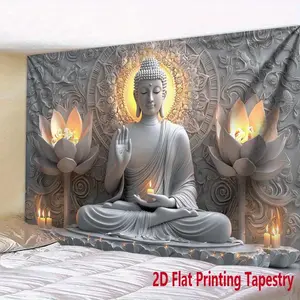 Lotus Tapestry Spiritual Lotus Backdrop Meditation Theme Wall Hanging Photography Background Zen Decor for Living Room Bedroom Indoor Outdoor Home Decoration