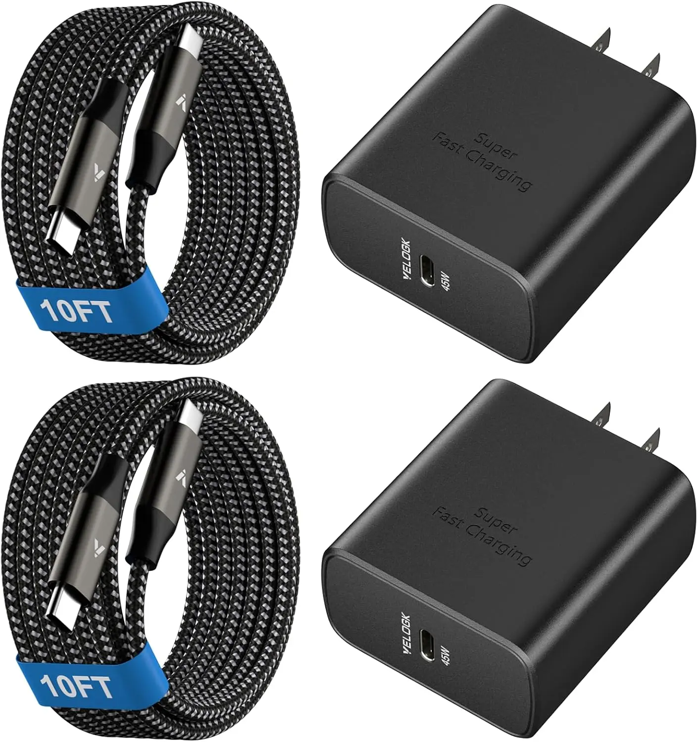 45W Super Fast Charger USB C, 45 Watt Type-C Android Phone Charger Fast  Block with 10FT Type C Cords for  Galaxy S25 Ultra/S24 Ultra/S24+/S23 Ultra/S23+/S22 Plus/S20, Tab S9/S8 Ultra