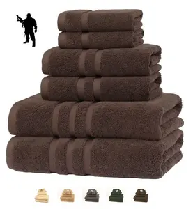 Veteran Textile 6 Piece Towel Set - 100% Pure Turkish Cotton - Luxury Towel Set for Bathroom & Kitchen, 2 Bath Towels, 2 Hand Towels & 2 WashCloths  DARK CHOCOLATE