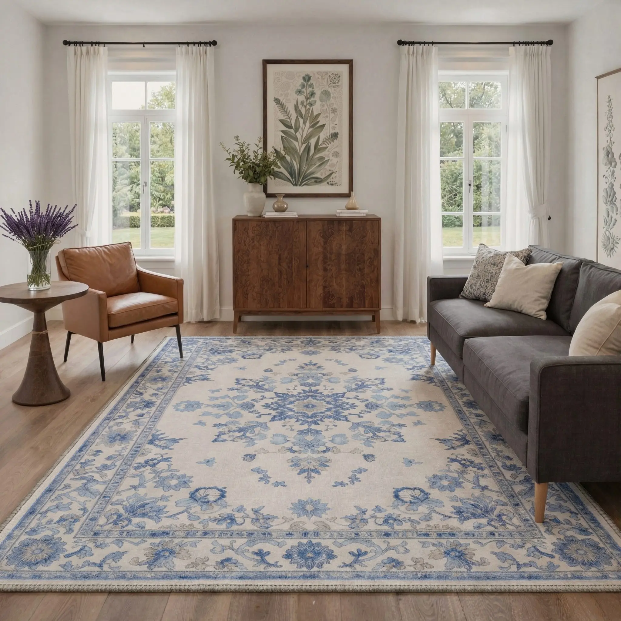 【Deals For You Days】GENIMO Area Rug – Pet Friendly, Non-Slip, Soft, Machine Washable Floor Rug, Home Carpet Ideal for Living Room, Bedroom, Kitchen, Hallway, Stylish Interior Decor ,ARP1976-PETAL