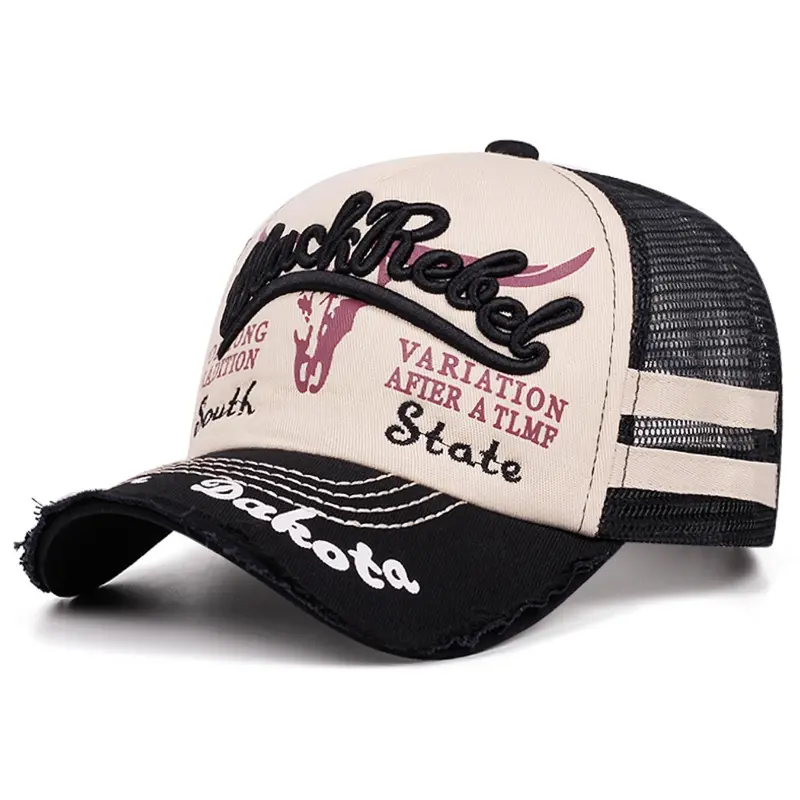 Stylish Embroidered Adjustable Trucker Style Hat Mesh Snapback Cap for Men and Women