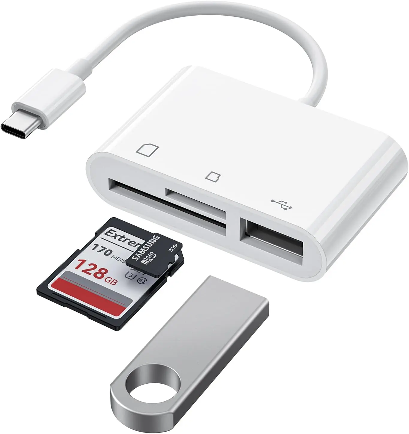 USB C SD Card Reader Adapter, Type C Micro SD TF Card Reader Adapter, 3 in 1 USB C to USB Camera Memory Card Reader Adapter for New Pad Pro MacBook Pro and More UBC C Devices