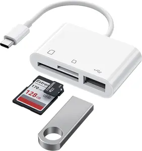 USB C SD Card Reader Adapter, Type C Micro SD TF Card Reader Adapter, 3 in 1 USB C to USB Camera Memory Card Reader Adapter for New Pad Pro MacBook Pro and More UBC C Devices