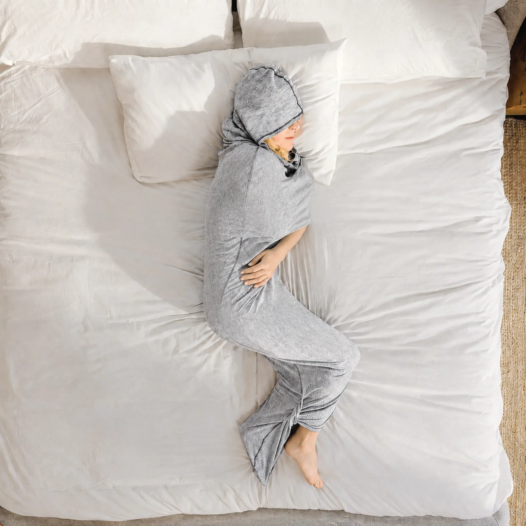 Hug Deep Sleep Pod Wearable Blanket, Stretch Compression Sleep Sack with Hand Access Opening, Weighted Blanket Alternative, Breathable Cozy Sleep Cocoon, Machine Washable Sensory Blanket for Adults Kids Teens, Sports Night Cozy GiftD
