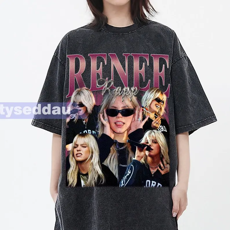 Renee Rapp Vintage Washed T-Shirt | Unisex Long Sleeve Homage Graphic Tee | Bootleg Retro 90's Fans Hoodie Gift | Trendy Fan Apparel