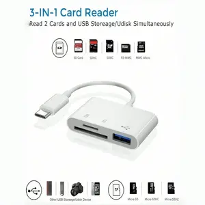 3-In-1 Type-C (USB-C) Card Reader, Compatible with iPhone & iPad, Supports Micro SD & TF Cards, Plug-And-Play Digital Camera Adapter