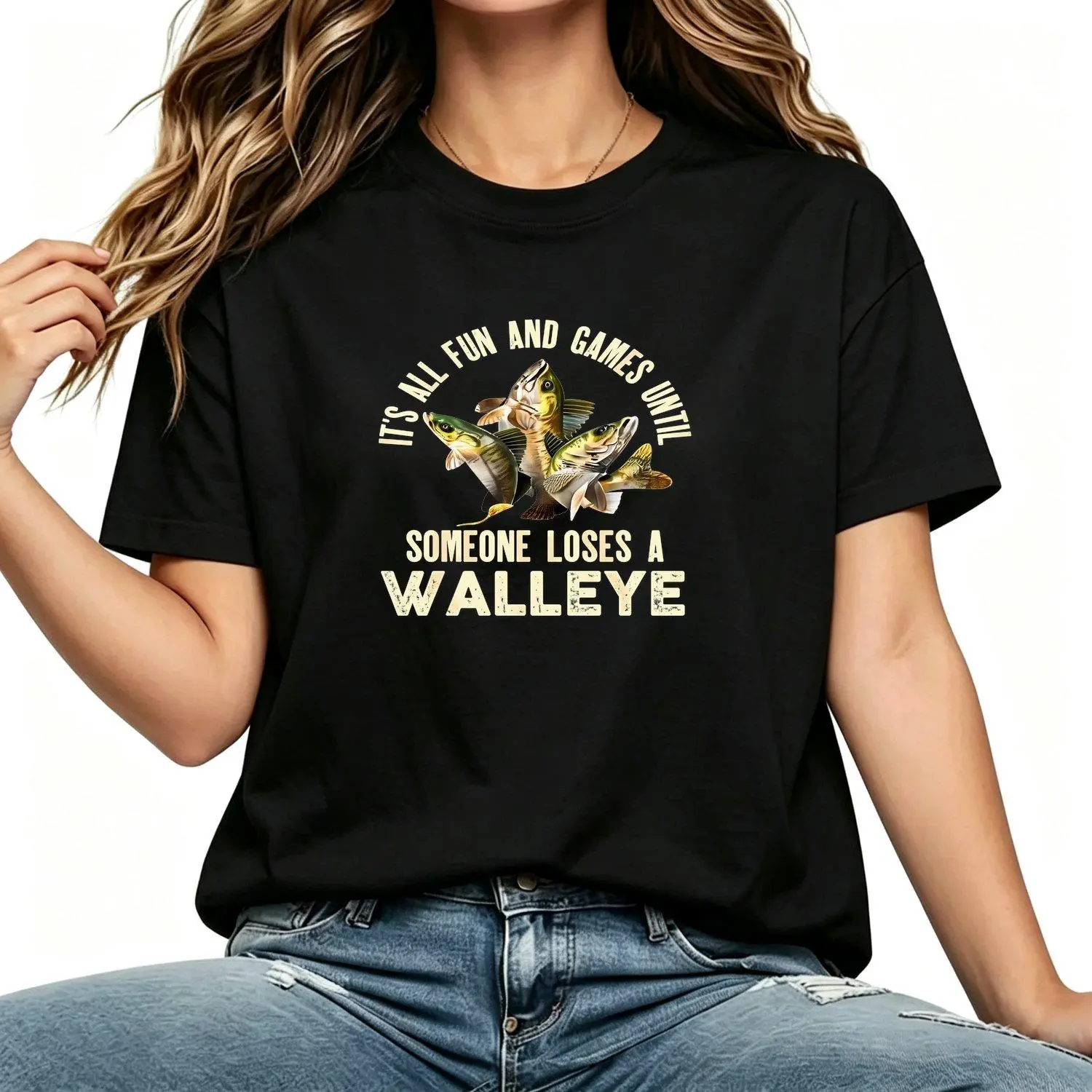 Funny Walleye Fishing Everything Is Enjoyable Until Someone Loses a Walleye Graphic Fish Design Lightweight Summer Women Tshirts Gift for Anglers