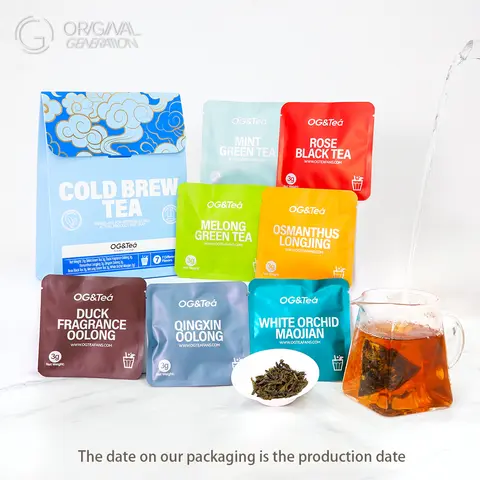 LA 7 Samples Cold Brew Tea Set 21g（3g*7packs）Mint Green Tea, Osmanthus Longjing, Rose Black Tea, Melong Green Tea,White Orchid Maojian,Qingxin Oolong,Duck Fragrance Oolong