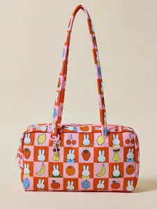 Baggu Miffy Bowler Bag Checkered Fruit BAGGU Lightweight Recycled Nylon Shoulder Bag Everyday Travel Gift for Women