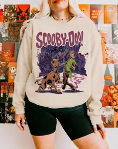 Retro Scooby Halloween Shirt, Classic Cartoon Fan Gift, Spooky Season Sweatshirt, 90s Horror Movie Tee, Fall Halloween Outfit