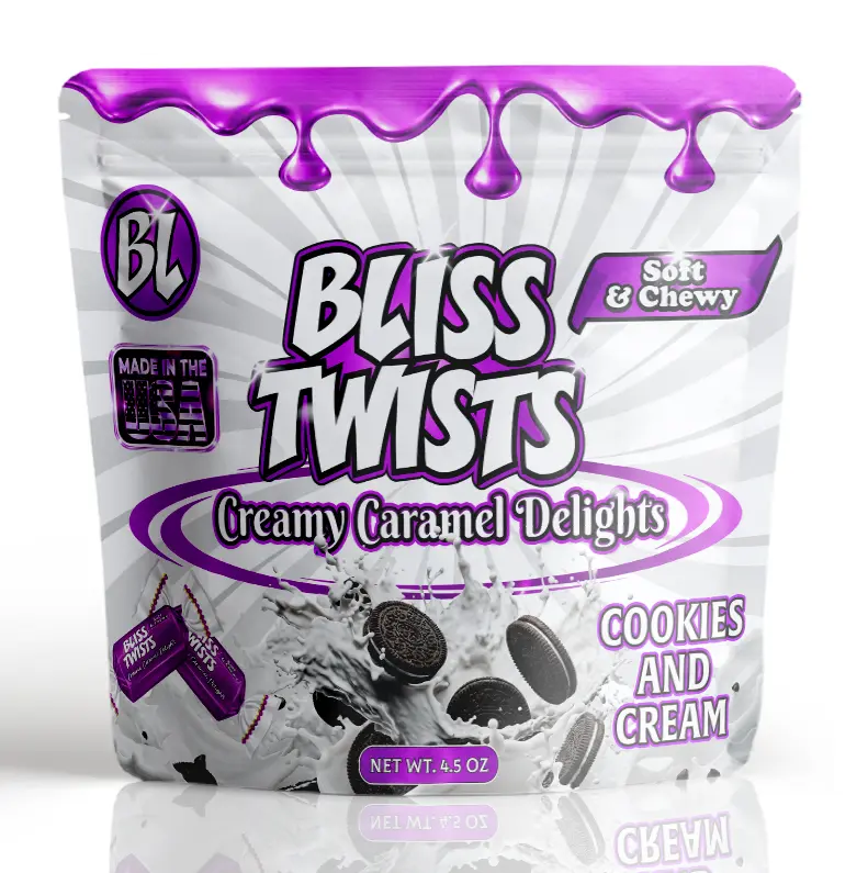 Bliss Twists Creamy Caramel Delights – Cookies & Cream | Soft & Chewy Gourmet Caramels | 4.5 oz