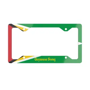 Metal License Plate Frame, Guyana Flag Print by Guaynese Swag, Car Accessories, Patriotic Auto Decor, National Pride Gift, Vehicle