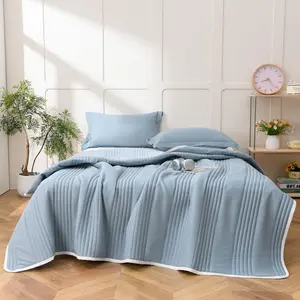 YHFYHF Light Blue Quilted Summer Bedspread, Lightweight Cooling Blanket, Breathable and Soft, Multiple Sizes Available