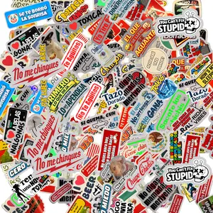 60 Funny Spanish Sticker Pack Waterproof Vinyl UV Resistant Decals Viral Mexican Phrases for Cars Helmets Toolboxes Premium Quality Die-Cut Decals