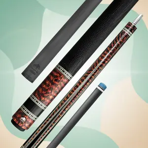 Rhino Retro Snakewood-Inspired Pool Cue — Carbon Fiber Shaft, Lizard-Embossed Microfiber Leather Wrap, 6-Point Design, 12.5mm Time Crystal Tip, Stainless 3/8-8 Joint, Weight-Adjustable